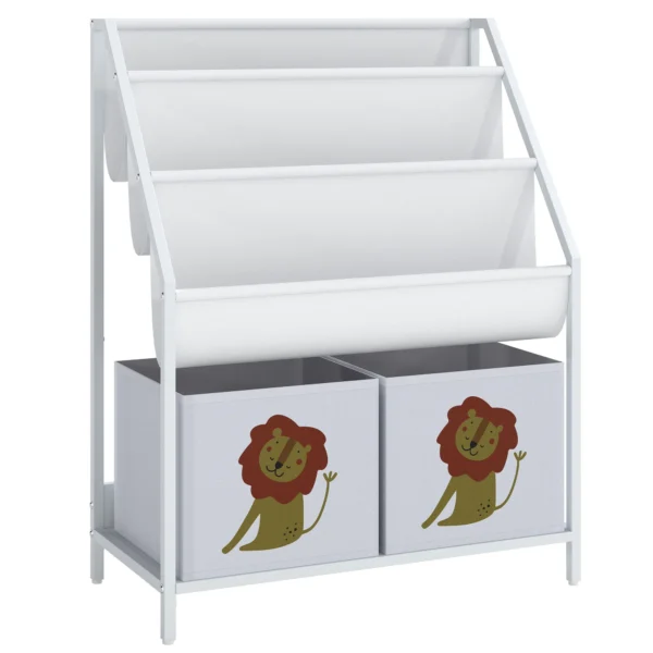 Kinderboekenkast Met 2 Open Vakken 3 Hangende Rekken 60 X 30 X 76 Cm Wit