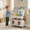 Kinderboekenkast Met 2 Open Vakken 3 Hangende Rekken 60 X 30 X 76 Cm Wit