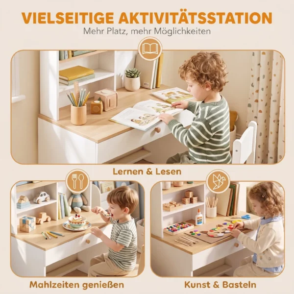 Kinderschrijftafel Kinder Schrijftafel Met Lade Boekenkast Opslagruimte Voor Kinderen 3 8 Jaar, 80 X 50 X 100 Cm Wit
