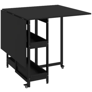 Klappbarer Esstisch Im Industriedesign, Für Bis Zu 4 Personen, Offene Regale, Flexibel, Metall, Spanplatte, Schwarz