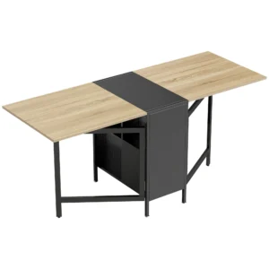 Klaptafel Eettafel Bijzettafel Eiken Metalen Frame Keuken Woonkamer Donkerhoutkleur+Zwart