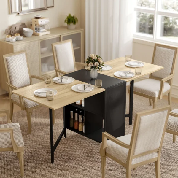 Klaptafel Eettafel Bijzettafel Eiken Metalen Frame Keuken Woonkamer Donkerhoutkleur+Zwart