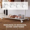 Kledingrek Op Wielen, Mobiel Garderoberek Met Kledingstang, 5 Haken, Schoenenrek Wit