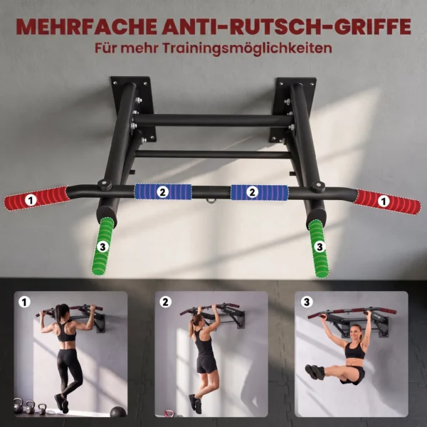 Klimmzugstange Klappbar Klimmzüge Mit Rutschfesten Griffen, Wandmontage Max. 120 Kg, 98 X 65 X 31 Cm Schwarz