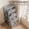 Kommode Mit Stahlrahmen Und 4 Schubladen, 42 X 32 X 80 Cm, Grau/Schwarz