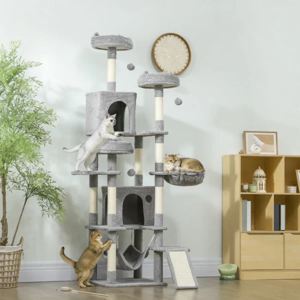 Krabpaal 192 Cm Kattentoren Met Hol, Sisalstammen, Groot Platform, Hangmatten Helling Voor 2 3 Katten Onder 5 Kg