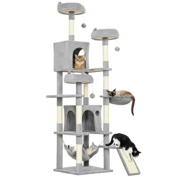 Krabpaal 192 Cm Kattentoren Met Hol, Sisalstammen, Groot Platform, Hangmatten Helling Voor 2 3 Katten Onder 5 Kg