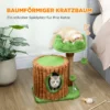 Krabpaal 53 Cm Hoog, Kattenboom Met Hol, Boomstamontwerp, Jutestammen, 2 Ballen Voor 1 2 Katten Onder 5 Kg, Bruin+Groen