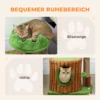 Krabpaal 53 Cm Hoog, Kattenboom Met Hol, Boomstamontwerp, Jutestammen, 2 Ballen Voor 1 2 Katten Onder 5 Kg, Bruin+Groen