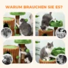 Krabpaal 53 Cm Hoog, Kattenboom Met Hol, Boomstamontwerp, Jutestammen, 2 Ballen Voor 1 2 Katten Onder 5 Kg, Bruin+Groen