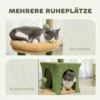 Krabpaal 98 Cm Hoog Met Grot, Kattenbed In Bladvorm, Jute Stammen, 2 Speelballen Voor Katten Onder De 5 Kg
