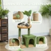 Krabpaal 98 Cm Hoog Met Grot, Kattenbed In Bladvorm, Jute Stammen, 2 Speelballen Voor Katten Onder De 5 Kg