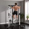 Kraftstation Fitnessstation Met Latzug, Klimmzugstange Curl /Ruderstange Handvatten, 15 Keer Verstelbaar