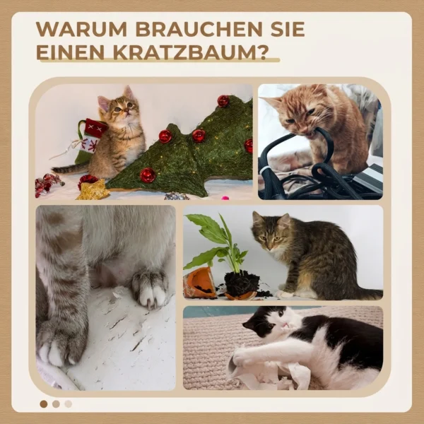 Kratzbaum 173 Cm Katzenturm Mit Höhle, Sisalstämme, Große Plattform, Mehrstöckig Dunkelgrau