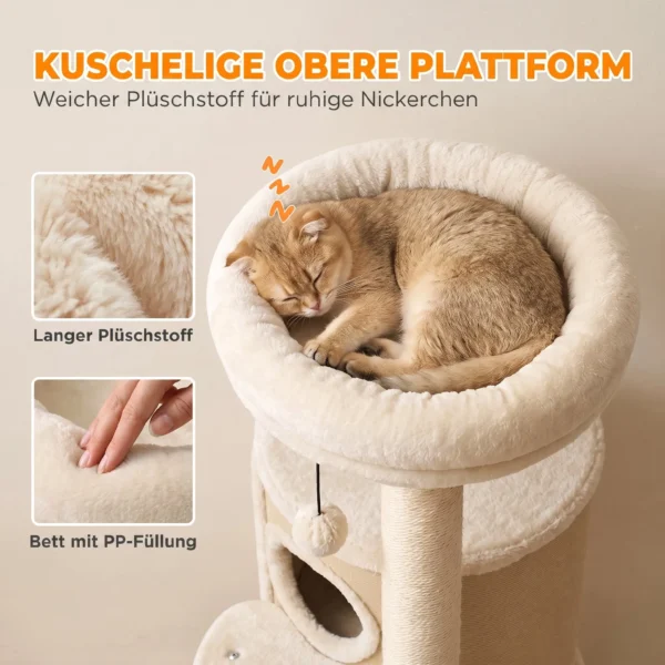 Kratzbaum Mit 2 stöckiger Kratztonne Katzenbaum Mit Sisal Kratzpfosten, Plattform Sisalbrett Spielball, Für Katzen 5kg