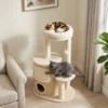 Kratzbaum Mit 2 stöckiger Kratztonne Katzenbaum Mit Sisal Kratzpfosten, Plattform Sisalbrett Spielball, Für Katzen 5kg