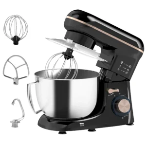 Küchenmaschine Knetmaschine Mit 4,5L Edelstahlschüssel 1300W Teigmaschine Mit 6+P Geschwindigkeit Beige