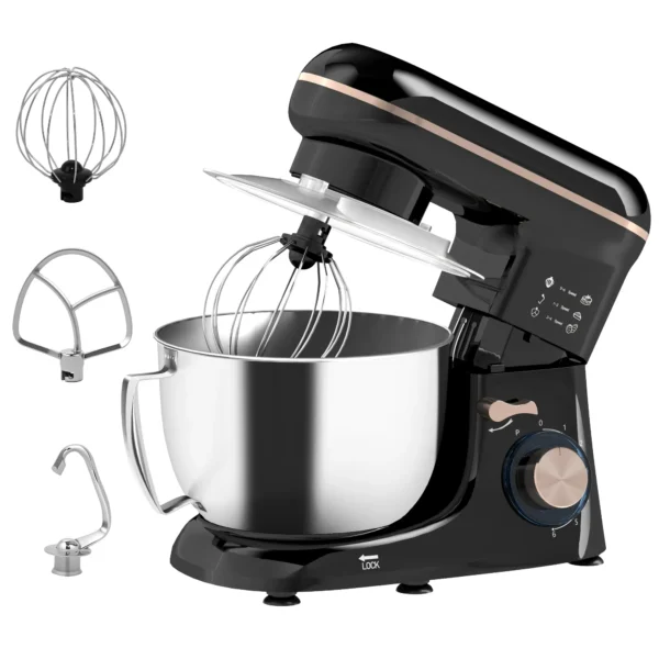 Küchenmaschine Knetmaschine Mit 4,5L Edelstahlschüssel 1300W Teigmaschine Mit 6+P Geschwindigkeit Beige