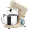 Küchenmaschine Knetmaschine Mit 4,5L Edelstahlschüssel 1300W Teigmaschine Mit 6+P Geschwindigkeit Beige