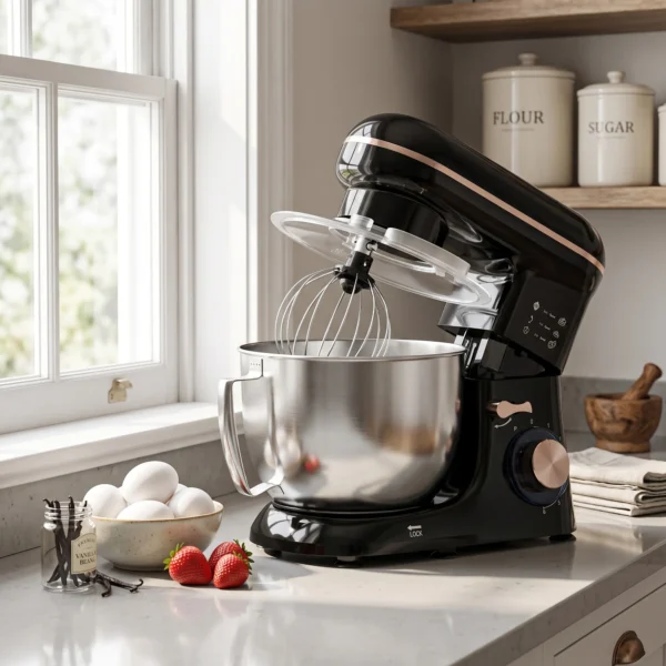 Küchenmaschine Knetmaschine Mit 4,5L Edelstahlschüssel 1300W Teigmaschine Mit 6+P Geschwindigkeit Beige