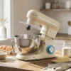Küchenmaschine Knetmaschine Mit 4,5L Edelstahlschüssel 1300W Teigmaschine Mit 6+P Geschwindigkeit Beige