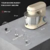 Küchenmaschine Knetmaschine Mit 4,5L Edelstahlschüssel 1300W Teigmaschine Mit 6+P Geschwindigkeit Beige