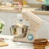 Küchenmaschine Knetmaschine Mit 4,5L Edelstahlschüssel 1300W Teigmaschine Mit 6+P Geschwindigkeit Beige