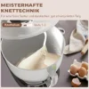 Küchenmaschine Knetmaschine Mit 4,5L Edelstahlschüssel 1300W Teigmaschine Mit 6+P Geschwindigkeit Beige