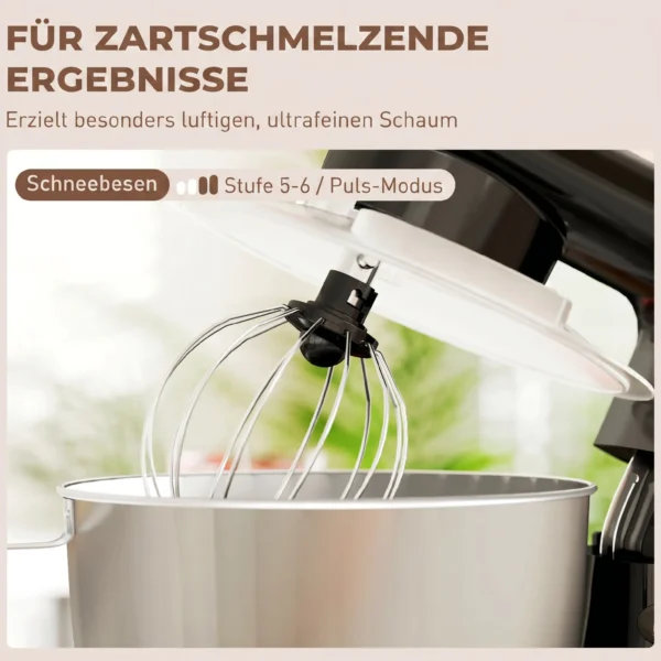 Küchenmaschine Knetmaschine Mit 4,5L Edelstahlschüssel 1300W Teigmaschine Mit 6+P Geschwindigkeit Beige