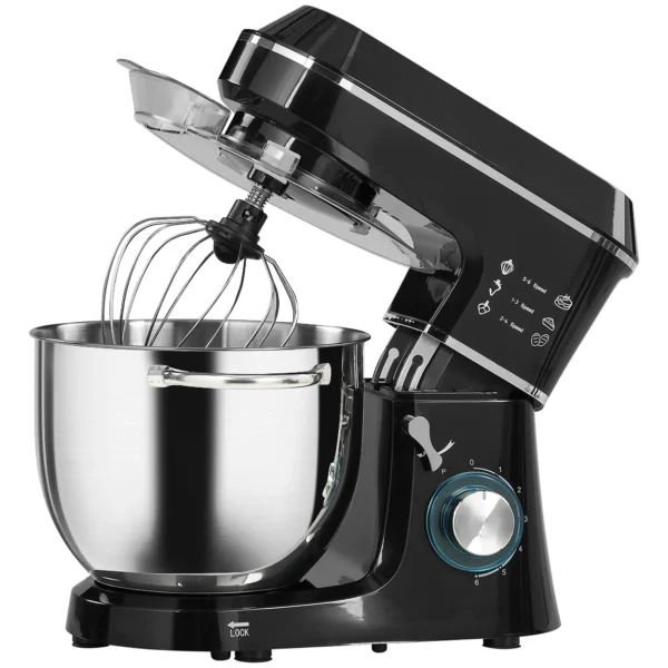 Küchenmaschine Knetmaschine Mit 7L Edelstahlschüssel 1400W Mit Kippkopf, Knethaken, Schneebesen, Rührbesen