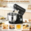 Küchenmaschine Knetmaschine Mit 7L Edelstahlschüssel 1400W Mit Kippkopf, Knethaken, Schneebesen, Rührbesen