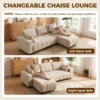 L vormige Hoekbank Met Flexibele Chaise Longue, 3 zits Bank Met 2 Kussens, Metalen Frame, Voor Woonkamer, Beige