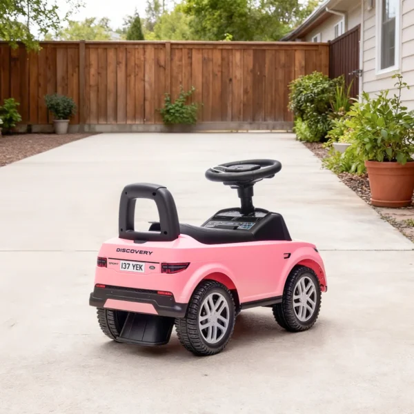 LAND ROVER DISCOVERY Rutschauto, Rutschfahrzeug Mit Hupe, Motorgeräuschen Stauraum Unter Dem Sitz 18 36 Monaten Rosa