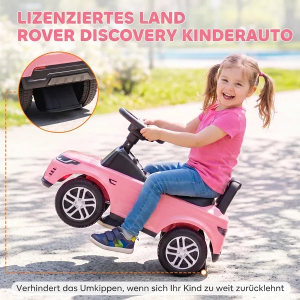 LAND ROVER DISCOVERY Rutschauto, Rutschfahrzeug Mit Hupe, Motorgeräuschen Stauraum Unter Dem Sitz 18 36 Monaten Rosa