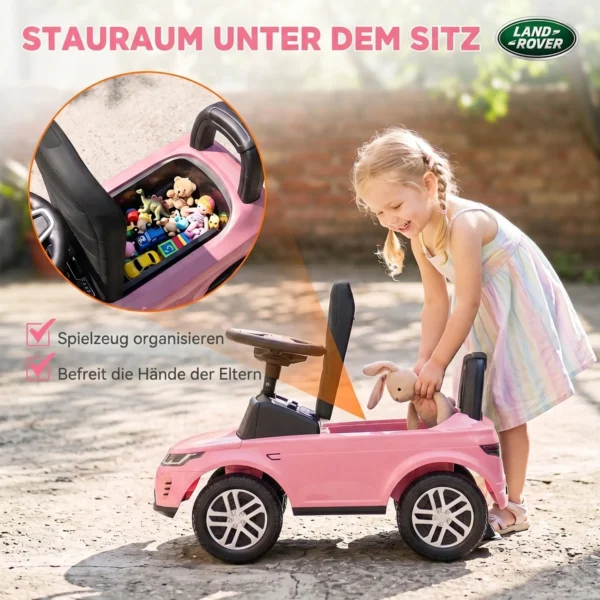 LAND ROVER DISCOVERY Rutschauto, Rutschfahrzeug Mit Hupe, Motorgeräuschen Stauraum Unter Dem Sitz 18 36 Monaten Rosa