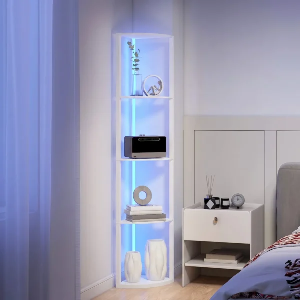 LED Staande Lamp 5 traps Dimbaar Staande Lamp Met Plank, RGB Kleurverandering, Afstandsbediening