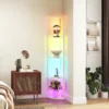 LED Staande Lamp 5 traps Dimbaar Staande Lamp Met Plank, RGB Kleurverandering, Afstandsbediening