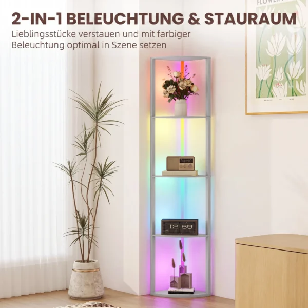 LED Staande Lamp 5 traps Dimbaar Staande Lamp Met Plank, RGB Kleurverandering, Afstandsbediening