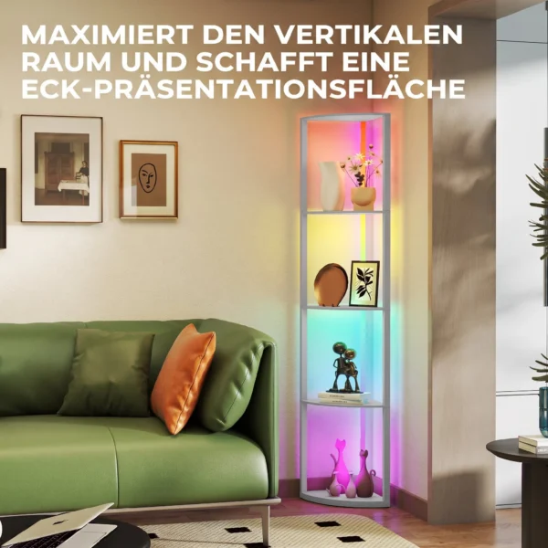 LED Staande Lamp 5 traps Dimbaar Staande Lamp Met Plank, RGB Kleurverandering, Afstandsbediening