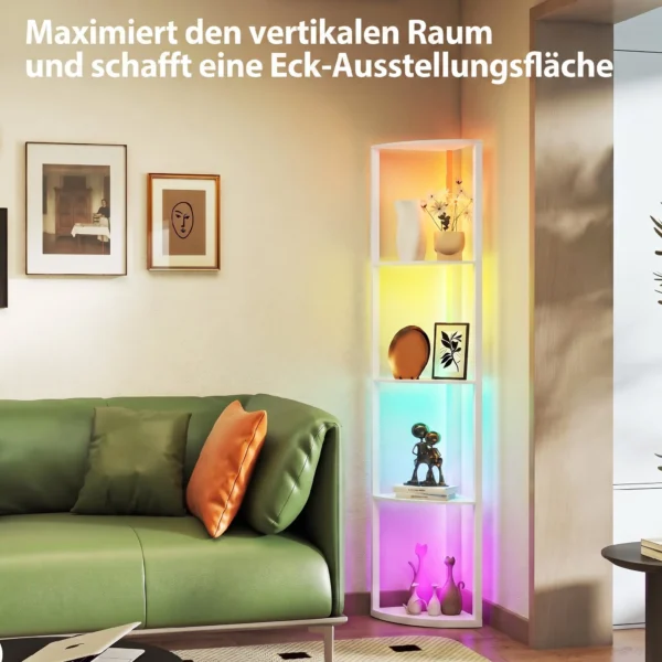 LED Staande Lamp 5 traps Dimbaar Staande Lamp Met Plank, RGB Kleurverandering, Afstandsbediening