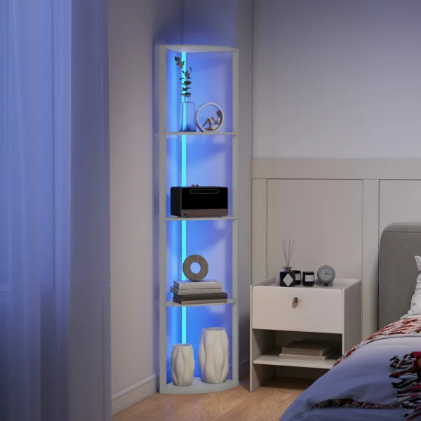 LED Staande Lamp 5 traps Dimbaar Staande Lamp Met Plank, RGB Kleurverandering, Afstandsbediening
