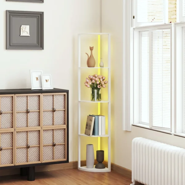LED Staande Lamp 5 traps Dimbaar Staande Lamp Met Plank, RGB Kleurverandering, Afstandsbediening