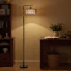 LED Stehlampe Mit Doppelschirm, Dimmbare Stehleuchte Mit 3 Farbtemperaturen Für Wohnzimmer, Schlafzimmer, Büro, Schwarz