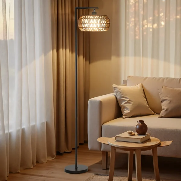 LED Stehlampe Mit Doppelschirm, Dimmbare Stehleuchte Mit 3 Farbtemperaturen Für Wohnzimmer, Schlafzimmer, Büro, Schwarz