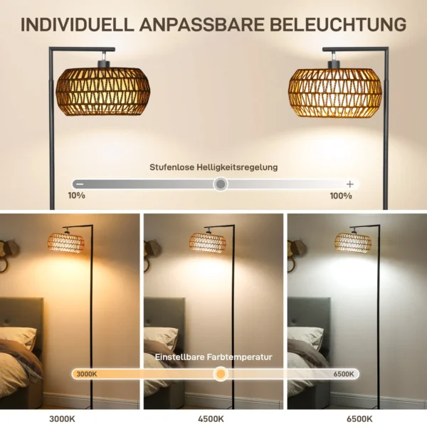 LED Stehlampe Mit Doppelschirm, Dimmbare Stehleuchte Mit 3 Farbtemperaturen Für Wohnzimmer, Schlafzimmer, Büro, Schwarz