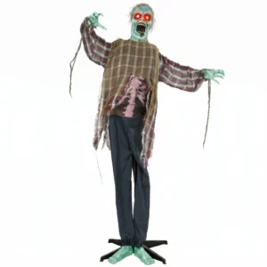 Levensgrote Geanimeerde Halloween Zombie, 170 Cm, Met Geluids En Aanraakactivatie, Griezelige Decoratie