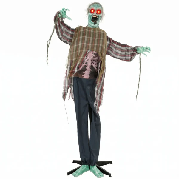 Levensgrote Geanimeerde Halloween Zombie, 170 Cm, Met Geluids En Aanraakactivatie, Griezelige Decoratie
