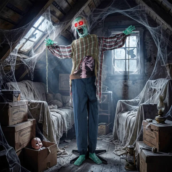 Levensgrote Geanimeerde Halloween Zombie, 170 Cm, Met Geluids En Aanraakactivatie, Griezelige Decoratie