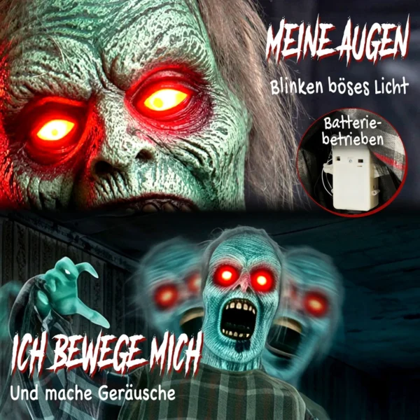 Levensgrote Geanimeerde Halloween Zombie, 170 Cm, Met Geluids En Aanraakactivatie, Griezelige Decoratie