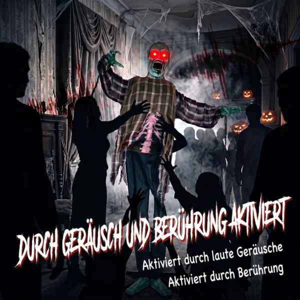 Levensgrote Geanimeerde Halloween Zombie, 170 Cm, Met Geluids En Aanraakactivatie, Griezelige Decoratie